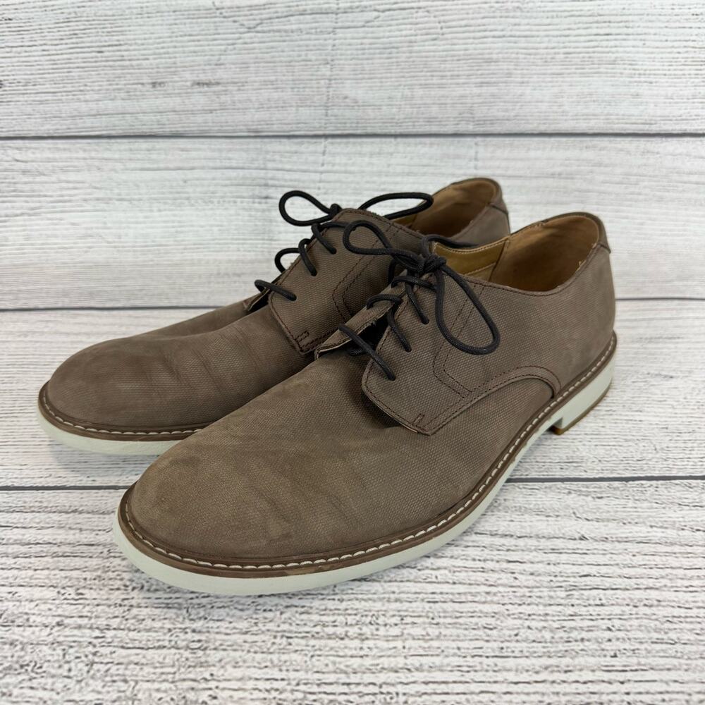 Clarks Men's Taupe Unstructured Un Elott Lace Up Nubuck Shoes Size 11.5